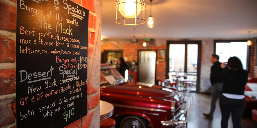 Route 6 Cafe Blackboard specials and old car