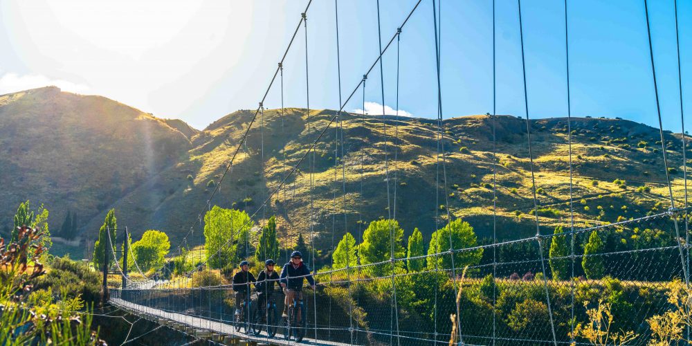 Bikes on bridge in queenstown