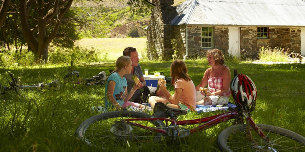 bikers stopping for a picnic